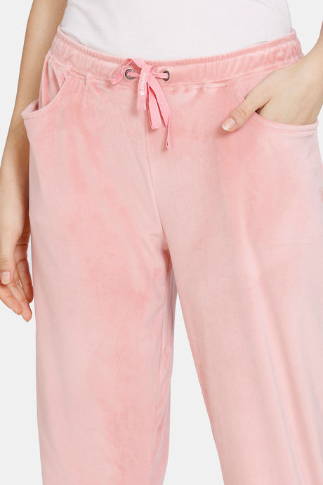 Zivame Supersoft Velour Knit Pyjama - Coral Almond — image 5